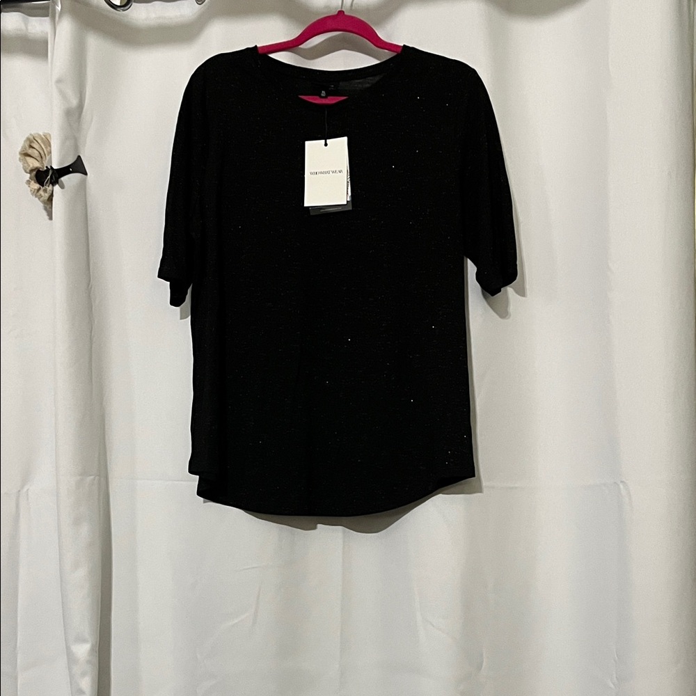 Who What Wear Black Short Sleeve Top